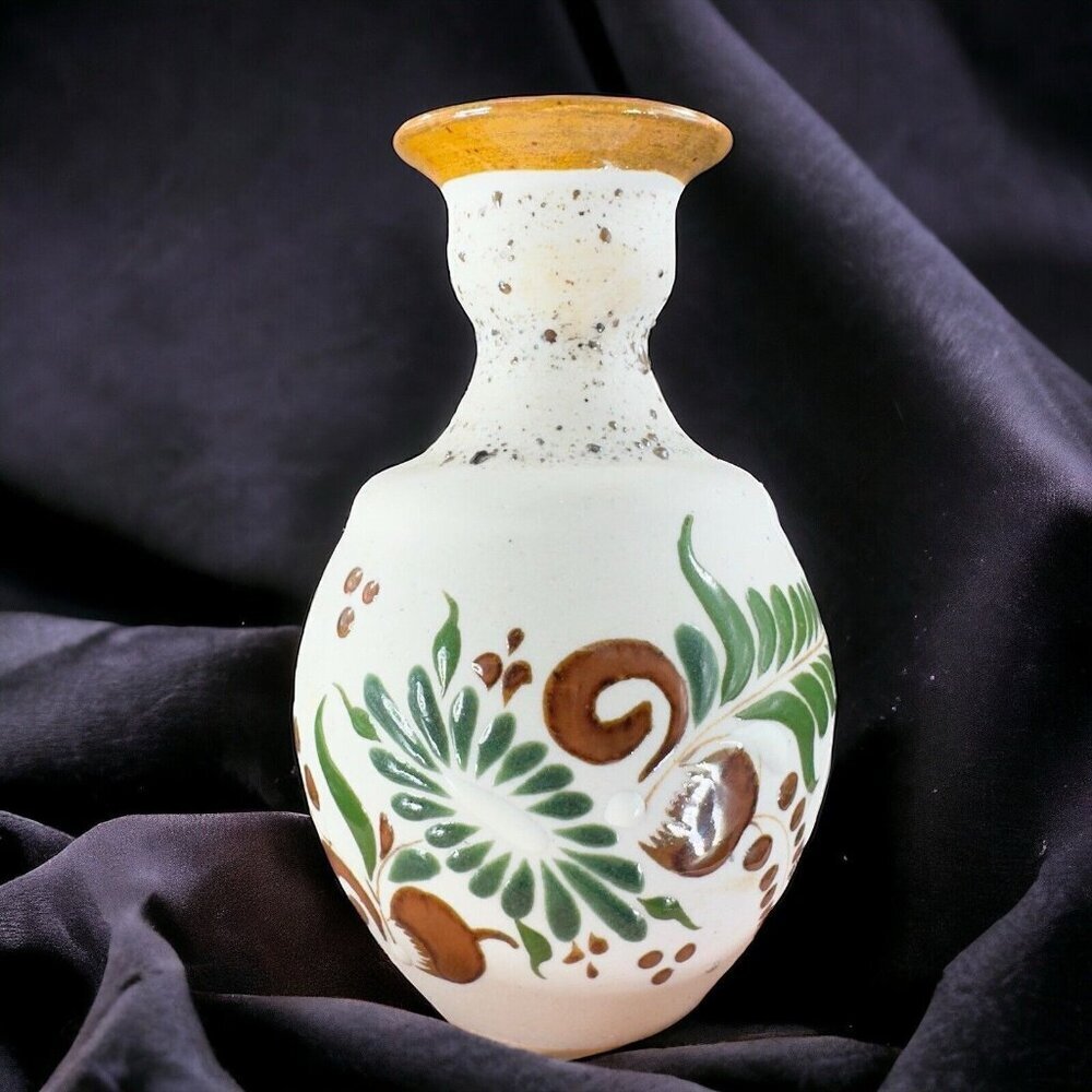 Mexico Folk Art Pottery Vase Tonala Talavera Ceramic Hand Painted Stoneware VTG‎